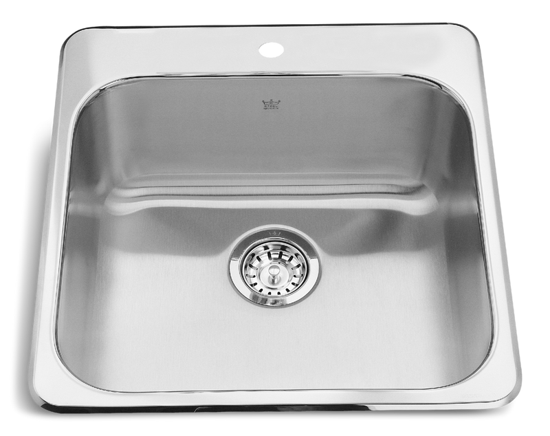 Drop In Single Bowl 1-Hole Kitchen Sink, 20-in x 20.5-in x 8-in, Stainless Steel P2084