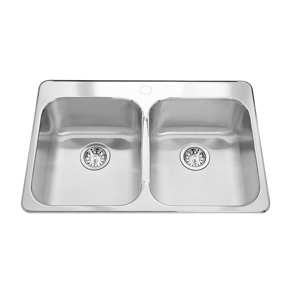 Kitchen Top Mount Double Ledgeback Sink, 8 inch deep Q4623