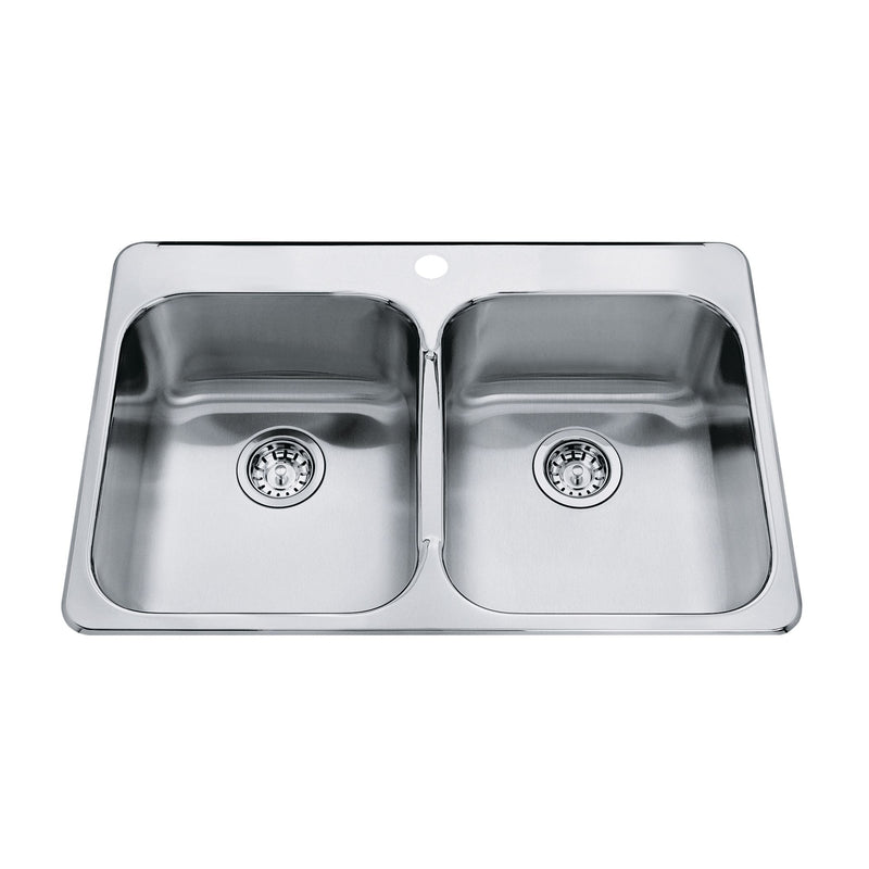 Top Mount Stainless Steel Double Bowl Kitchen Sink, 23x34x7-in K1523