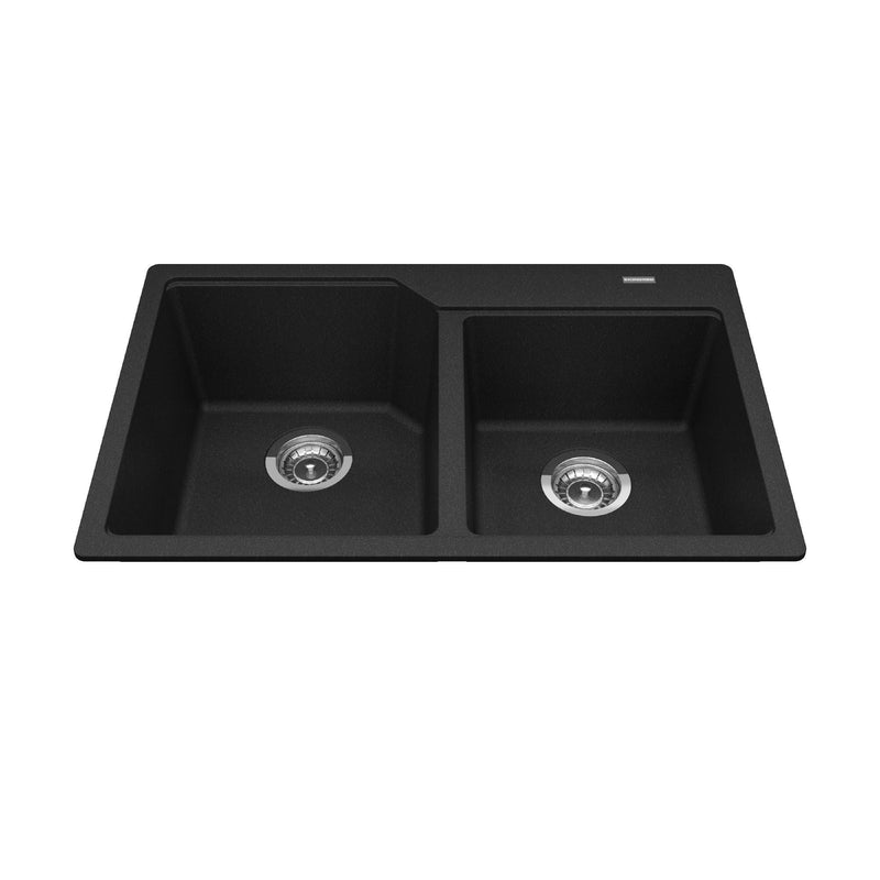 Urban Drop In Granite Double Bowl Kitchen Sink, 30.69-in x 19.69-in x 8.63-in, Onyx T6790