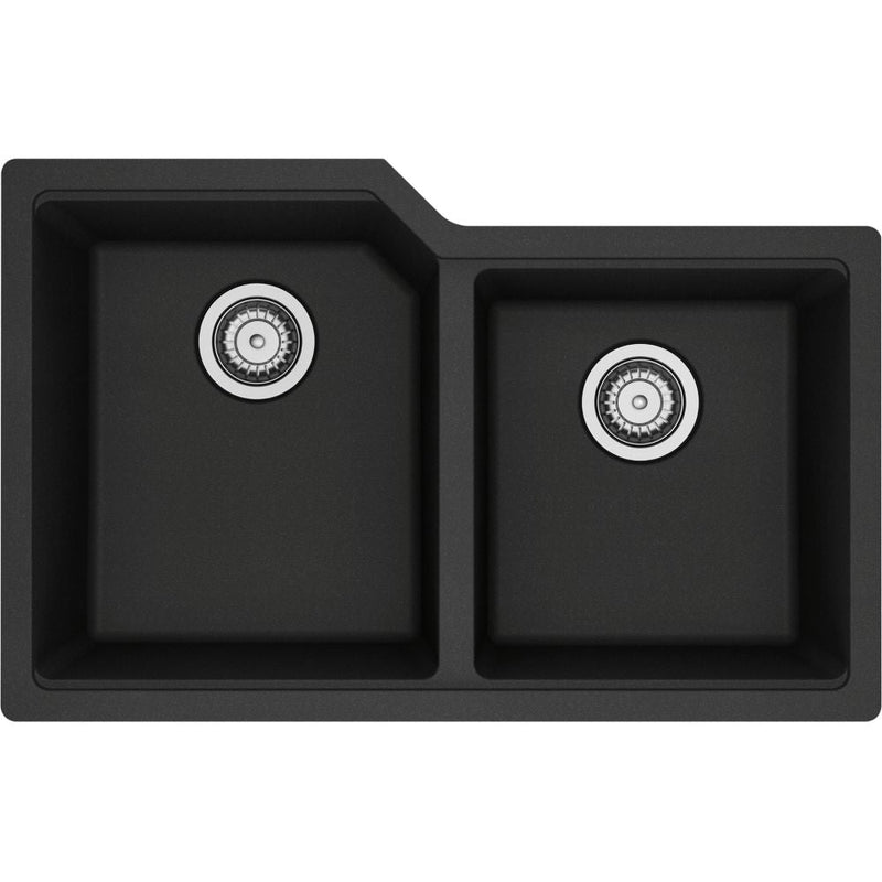 Urban Undermount Granite Double Bowl Kitchen Sink, 30.69-in x 19.69-in x 8.63-in, Onyx E9510