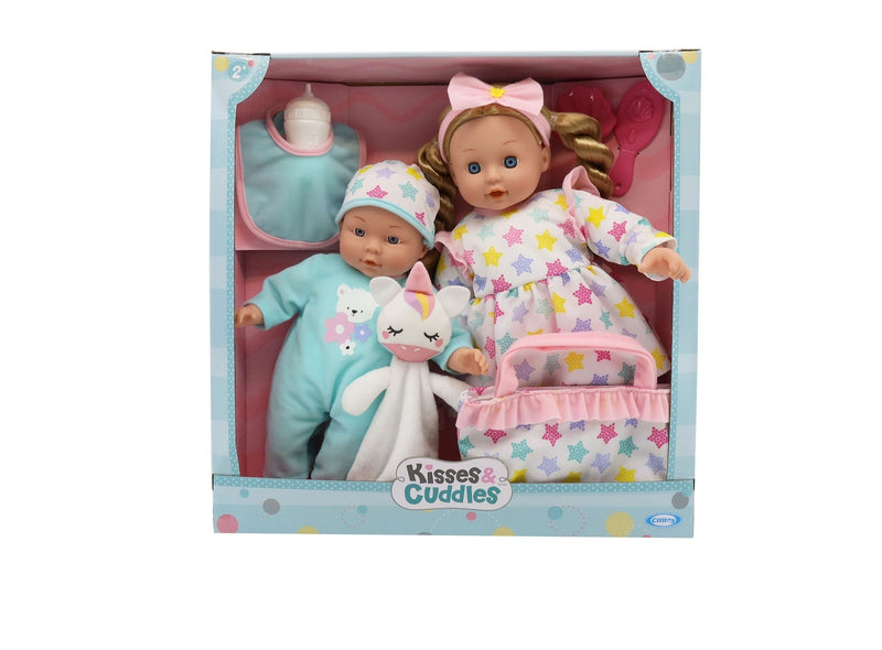 Kisses & Cuddles Soft Body Baby Doll Gift Set with 12-in and 16-in Dolls J0767