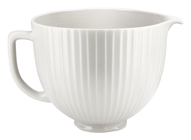 Microwave Safe Ceramic Bowl with Columns, White A5065