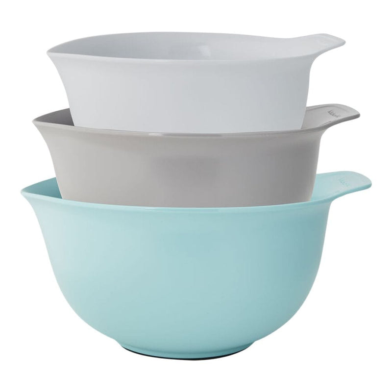 Plastic Mixing Bowl Set with Non-Slip Base, Assorted Sizes, 3-pc O0783