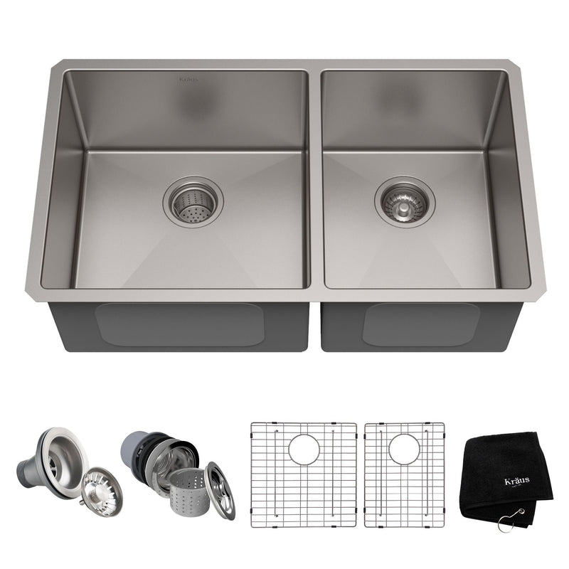 Standard PRO Undermount Stainless Steel Double Bowl 60/40 Kitchen Sink, 33x19x10-in Z5555