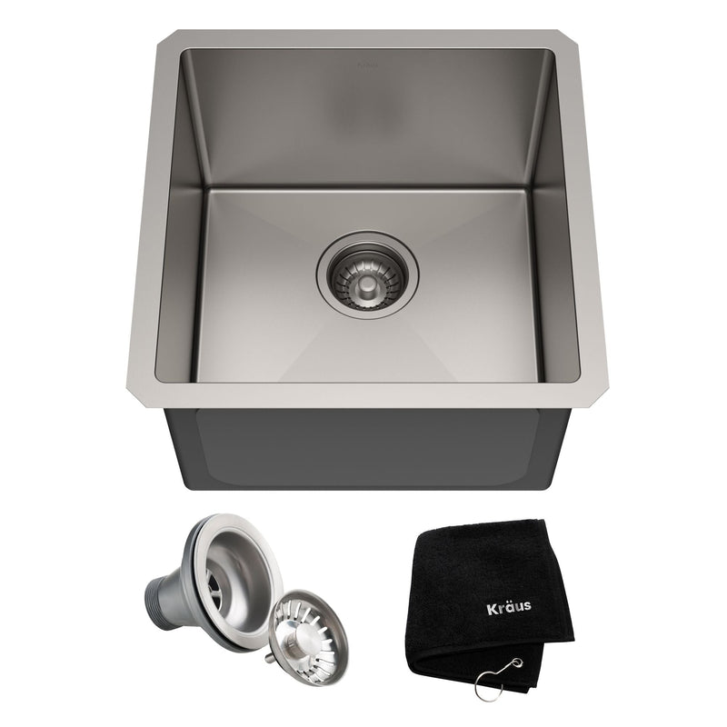 Standard PRO Undermount Stainless Steel Single Bowl Bar Sink, 17x17x11-in C5957