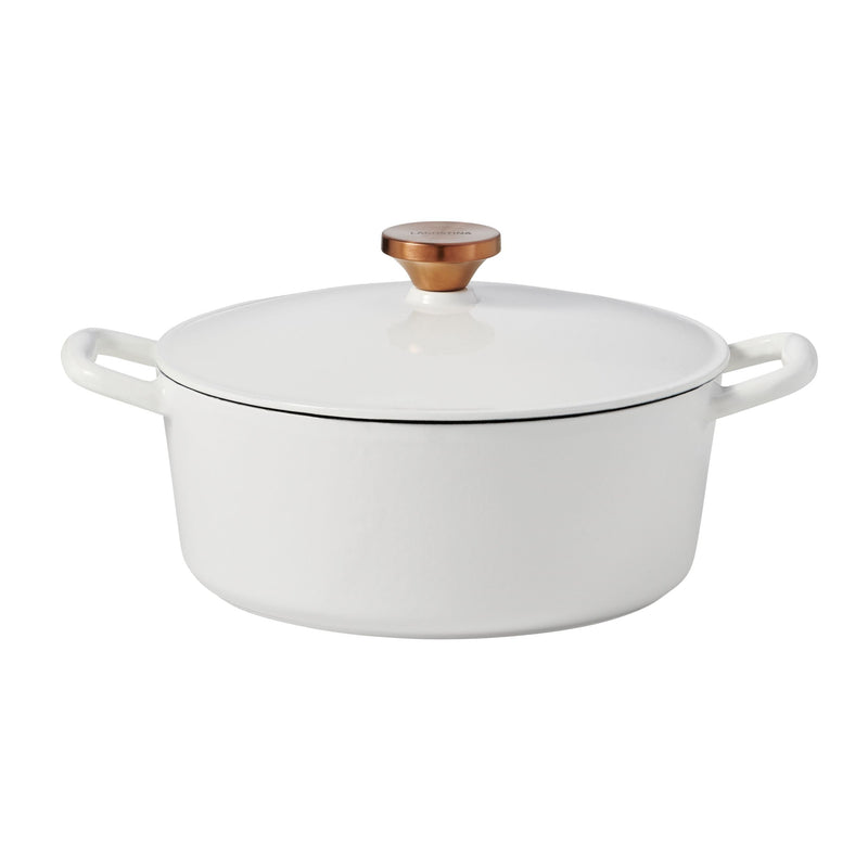 Tuscan Collection Round Casserole Dish, Enamelled Cast Iron, White, 7-qt S8912