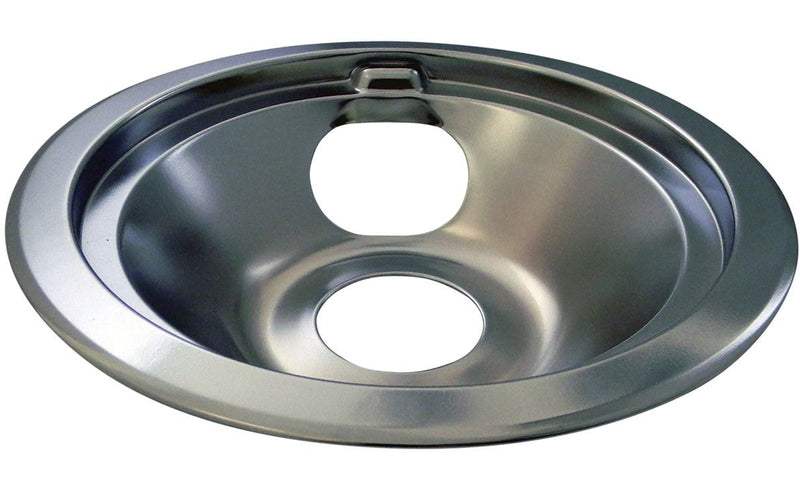 62241 GE Stove Shallow-Draw Drip Pan with Trim Ring, Dishwasher Safe, Bright Chrome, 6-in G0174