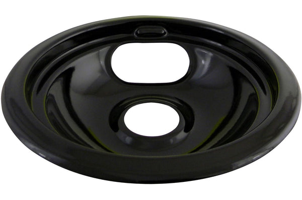 62244 Porcelain Stove Drip Pan with Trim Ring, Dishwasher Safe, Black, 8-in J8721