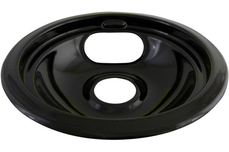 62244 Porcelain Stove Drip Pan with Trim Ring, Dishwasher Safe, Black, 8-in J8721
