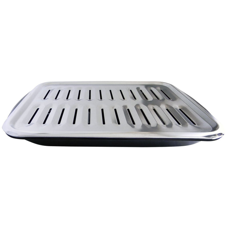 62250 2-in-1 Broiler Pan, Chrome/Porcelain, Dishwasher Safe, Black, 16 x 12.75 x 1.75-in W1772
