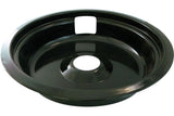 62490 Universal Porcelain Stove Deep-Draw Drip Pan with Trim Ring, Black, 8-in