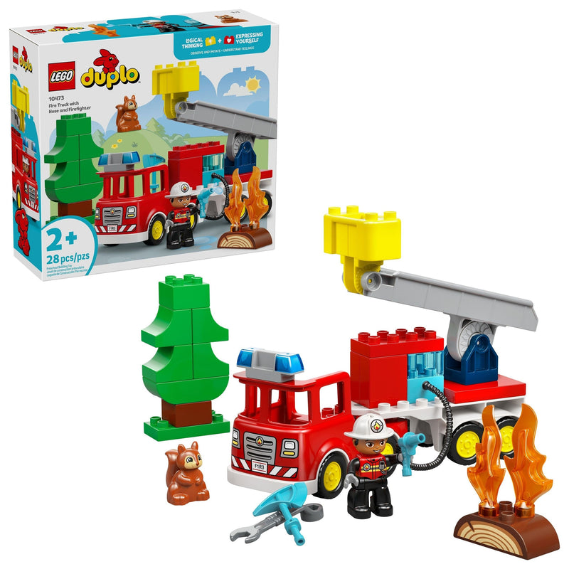 Fire Truck with Hose & Firefighter Toy Building Set - 10473, 26-pcs, Ages 2+ Y6830