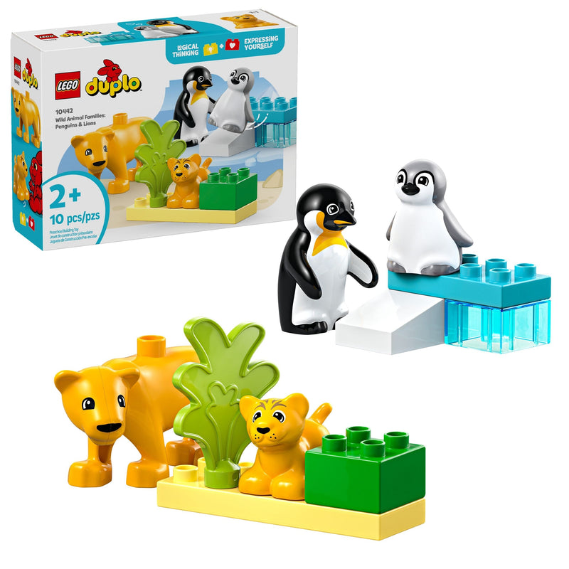 Wild Animal Families: Penguins & Lions Toy Building Set - 10442, 10-pcs, Ages 2+ Y0440