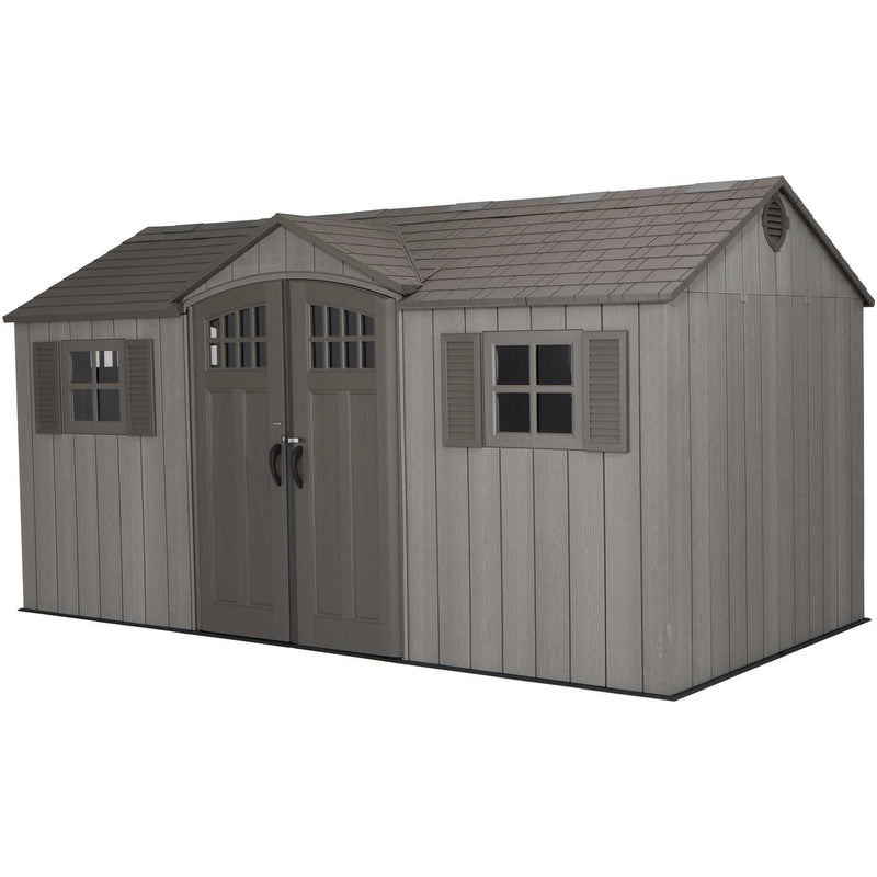 Outdoor Storage Shed with Dual Side Entry, Dark Grey Roughcut, 15 x 8-ft T8257