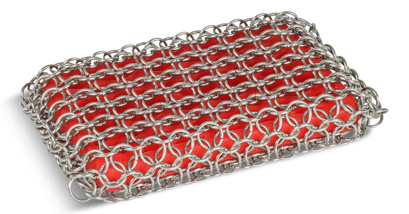 Dishwasher-Safe Cast Iron Scrubbing Pad, Red Y3557