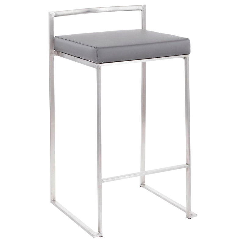 Fuji Stacker Fixed-Height Counter Stool, Grey, 26-in, 2-pc V5302