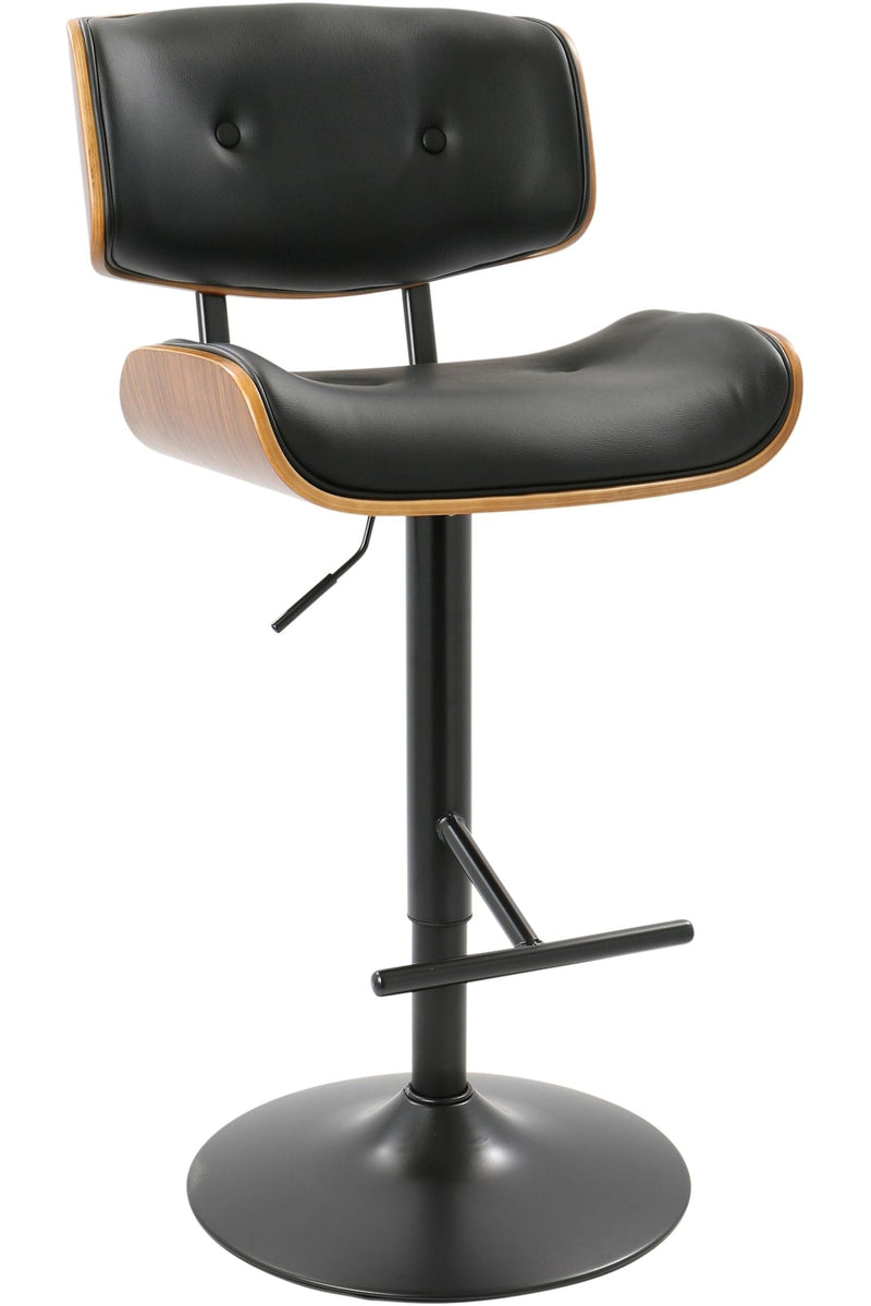 Lombardi PU Leather Swivel Counter/Bar Stool Adjustable Height, Walnut/Black V7762