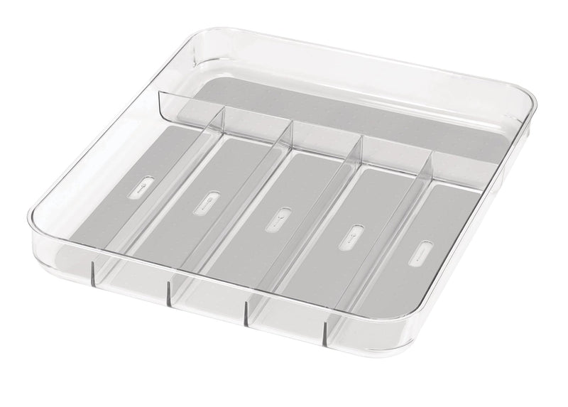 Madesmart Large 6-Compartment Cutlery & Kitchen Utensil Drawer Organizer Tray/Holder, Clear H9623