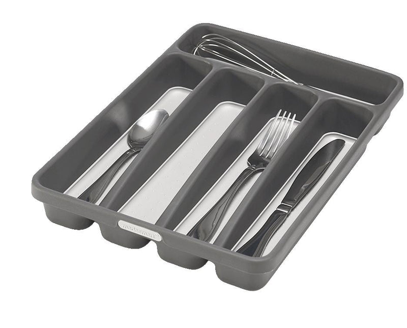Madesmart Mini 5-Compartment Cutlery & Kitchen Utensil Drawer Organizer Tray/Holder, Grey U3381