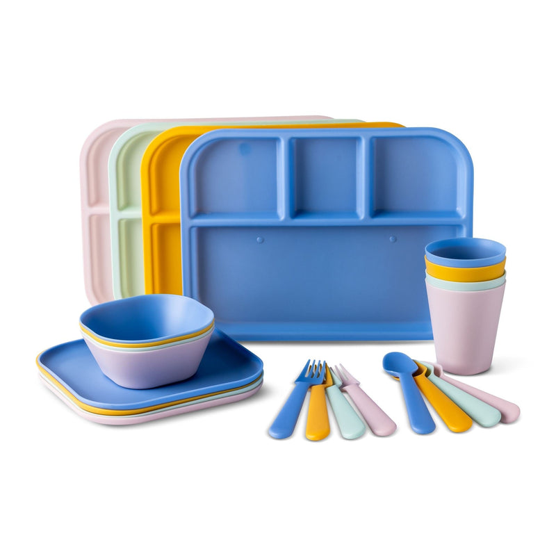 Kids' Plastic Dinnerware Set, Serves 4, 24-pc, Dishwasher Safe L2803