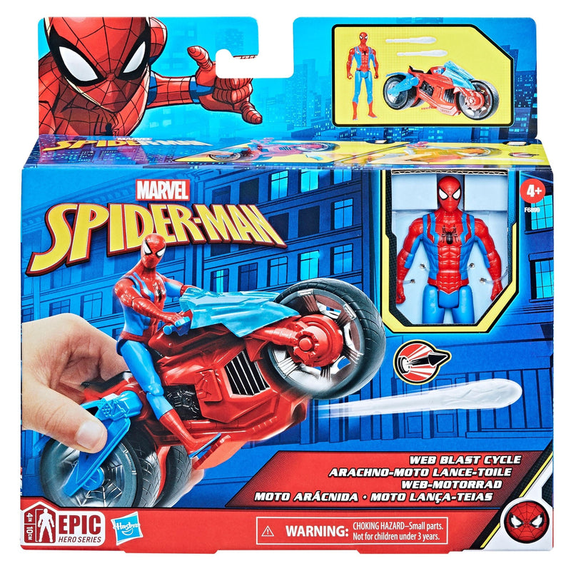Web Blast Cycle Toy Set with 4-in Poseable Action Figure and 2 Web Projectiles S5341