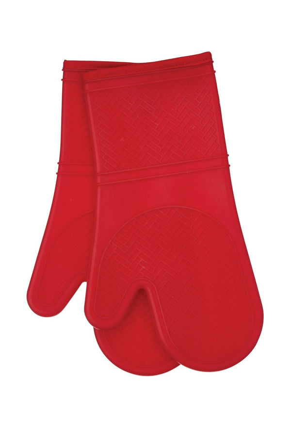 2pc Silicone Oven Mitt Set, Non-Slip Grip, Red K3722