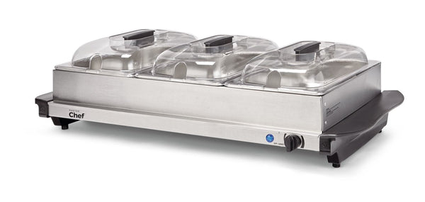 3-Tier Buffet Server/Food Warmer with Warming Tray, Stainless Steel, 300W U9795