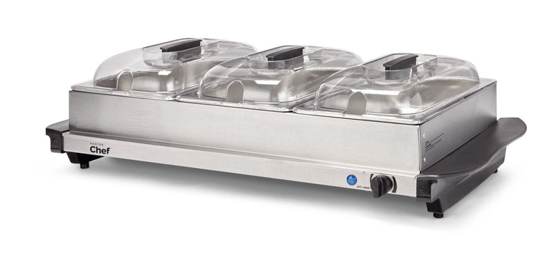 3-Tier Buffet Server/Food Warmer with Warming Tray, Stainless Steel, 300W U9795