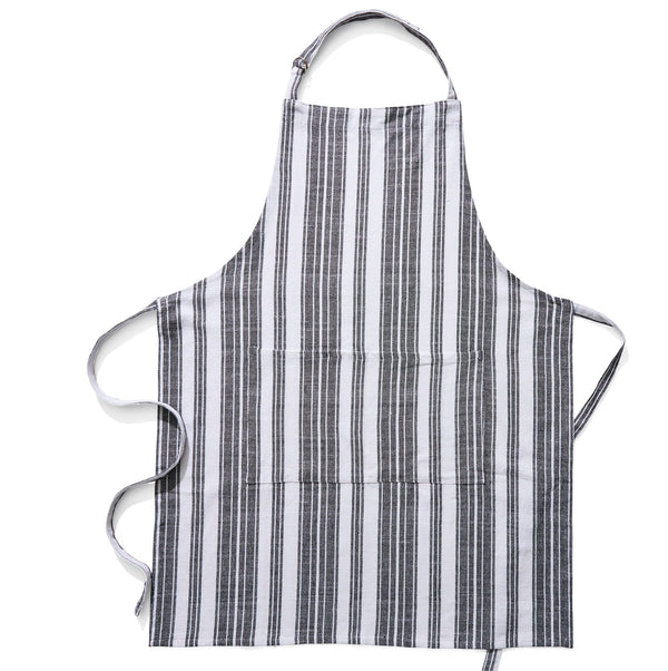 Adjustable Stripped Apron for Cooking, Black & White, One Size T1029
