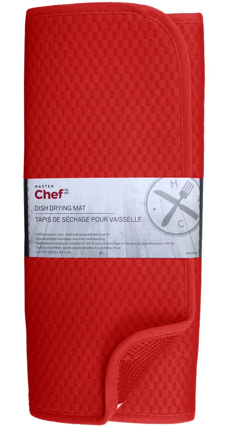 Microfiber Dish Drying Mat, Reversible, 15-in x 20-in, Red M5947