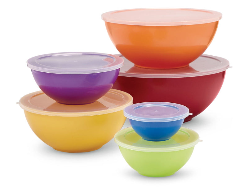 Plastic Mixing Bowl Set with Lids, Assorted Sizes, 6-pk J5290