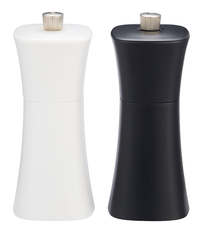 Plastic Salt & Pepper Grinder Set, Black & White P6078