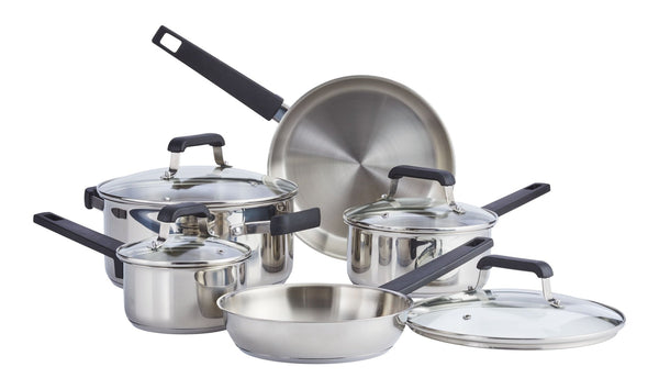 Stainless Steel Cookware Set with Glass Lids, 9-pc I2496
