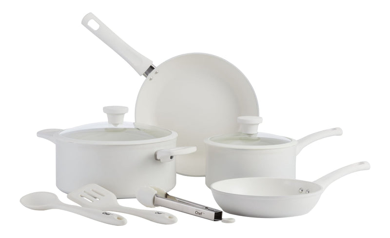 White Non-Stick Ceramic/Aluminum Cookset, 9-pc X2477
