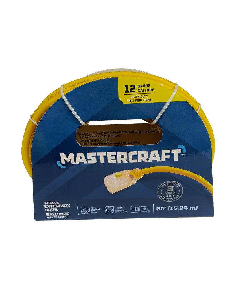 12/3 Outdoor Extension Cord with Lighted end & Locking Connector, Yellow N1407