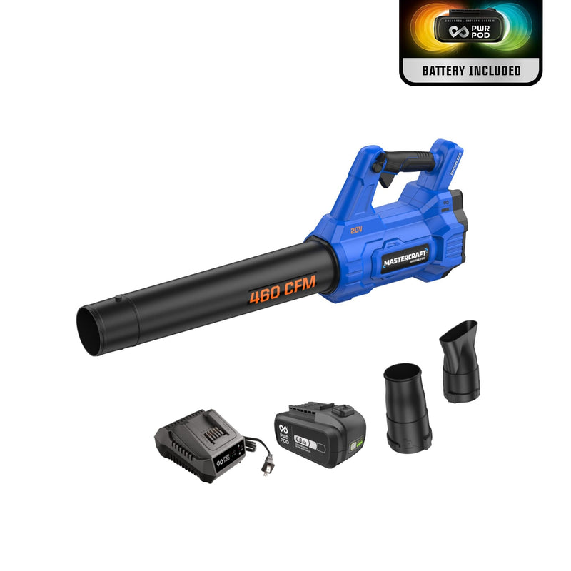 20V Cordless 460 CFM Brushless Leaf Blower Kit with 4 Ah Battery and Charger S4656