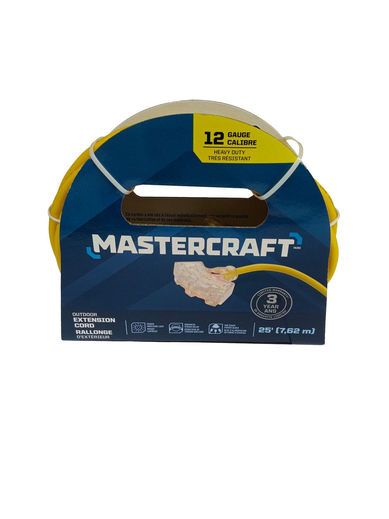 25-ft Outdoor 12 Gauge Extension Cord with Fantail End, Yellow T2274