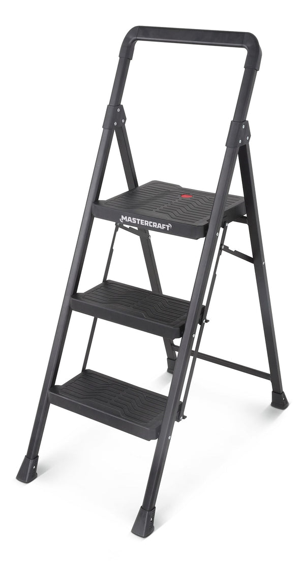 3-Step Metal/Plastic Folding Step Stool, 250-lb, 3.9 ft A6789
