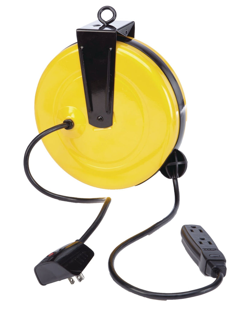 30-ft 16/3 Retractactabe Extension Cord Reel with 3 Grounded Outlets H2577