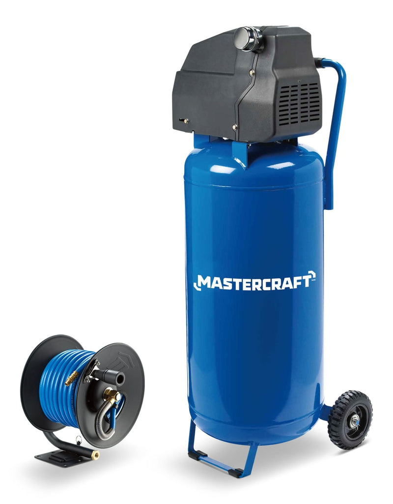 Oil-Free Vertical 20-Gallon Air Compressor with Bonus Hose Reel, 135-PSI, 2HP W6159
