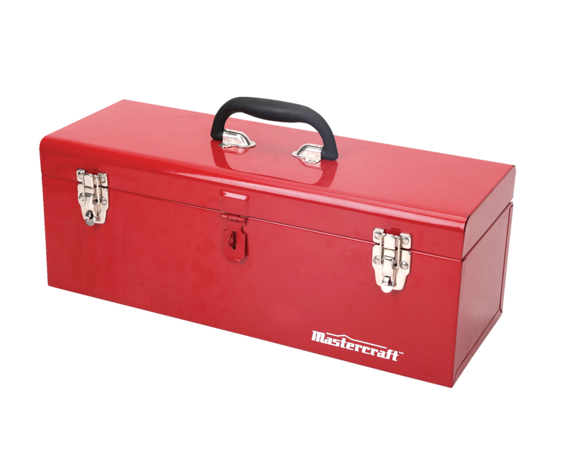 Portable Metal Hip Roof Tool Box with Removable Tray, 19-in, Red C7881