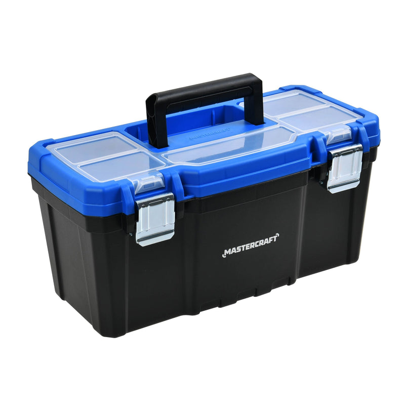 Portable Plastic Tool Box with Removable Tray & Tray Top, Blue, 16-in A8842