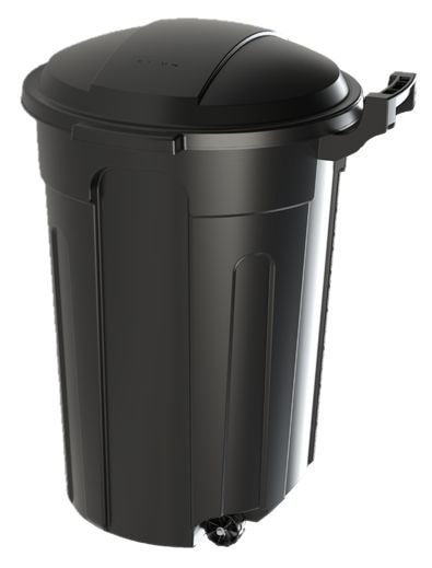 Resin Circular Wheeled Outdoor Garbage Can with Lid, Black, 121-L S2639