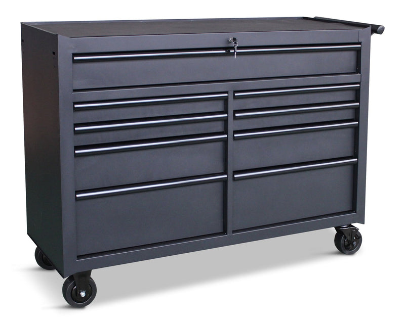 Rolling Tool Storage Cabinet with 9 Drawers, Black, 52-in T0888