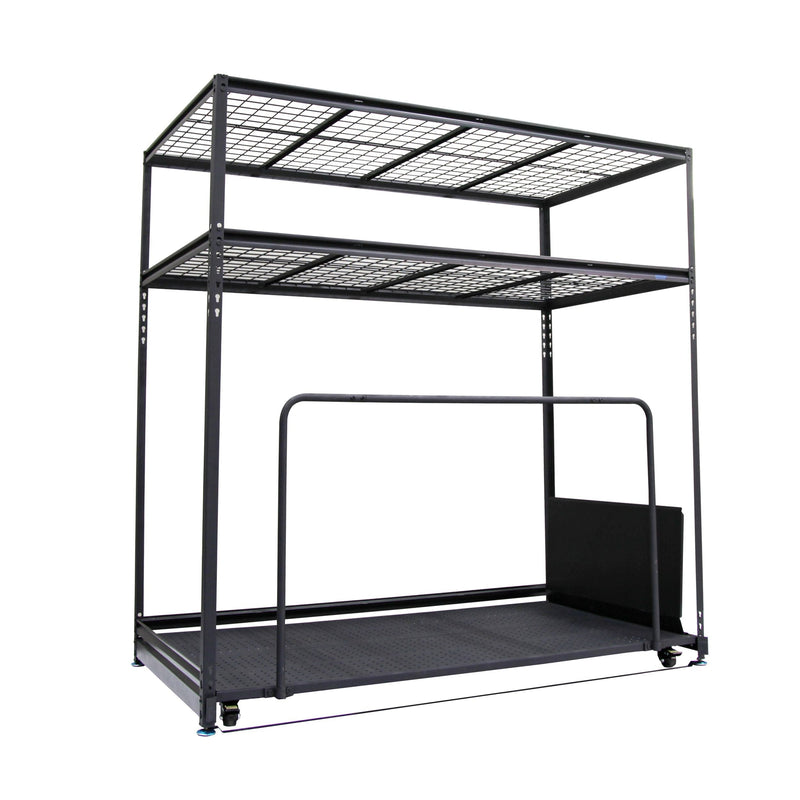 Seasonal Storage Rack with Rolling Platform Cart, Black, 65.5-in x 35.5-in x 68-in R0459