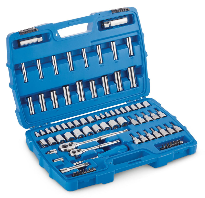 Socket Set, 95-pc, SAE / Metric, CRV, Nickel-Chrome Plating W9043