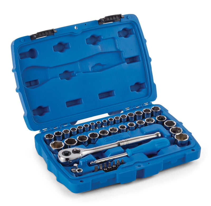 Socket Set, SAE / Metric, CRV, Nickel-Chrome Plating, 41-pc T0724