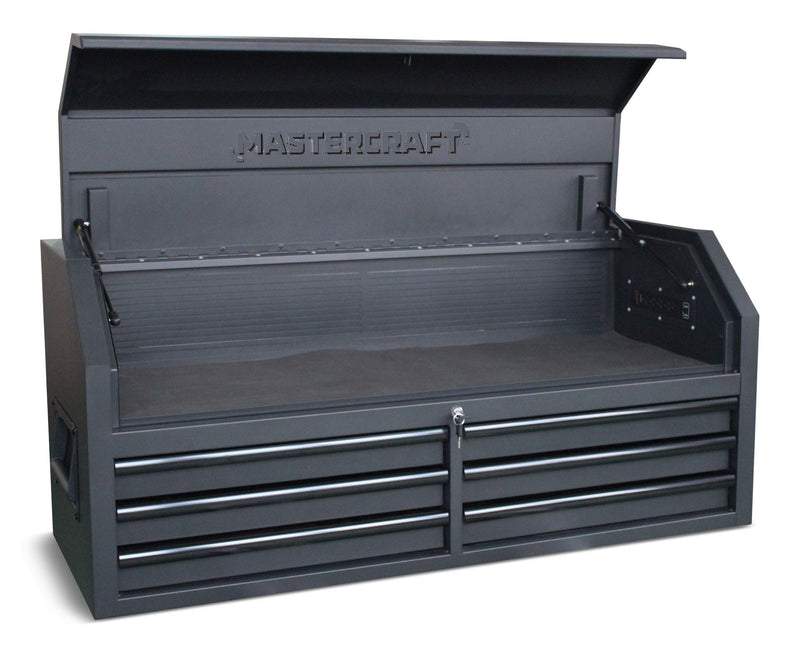 Tool Chest with 6 Drawers, Power Bar with USB, Black, 52-in U0530