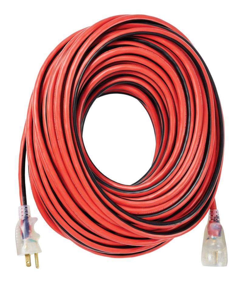 100-ft 14/3 Outdoor Extension Cord with Grounded Outlet, Lighted End and Locking Connector, Hi-Visibility B4297